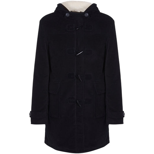 Vegan Wool Duffle Coat with Recycled Vegan Shearling