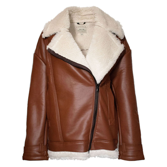 Oversized Recycled Vegan Shearling Aviator Jacket