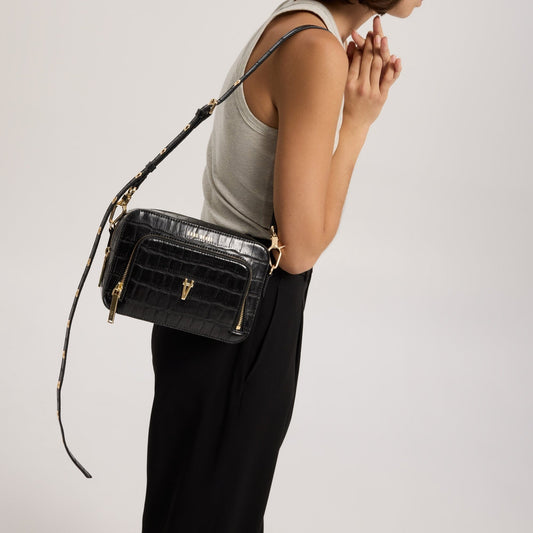 Sojourn Crossbody - Noir Croco