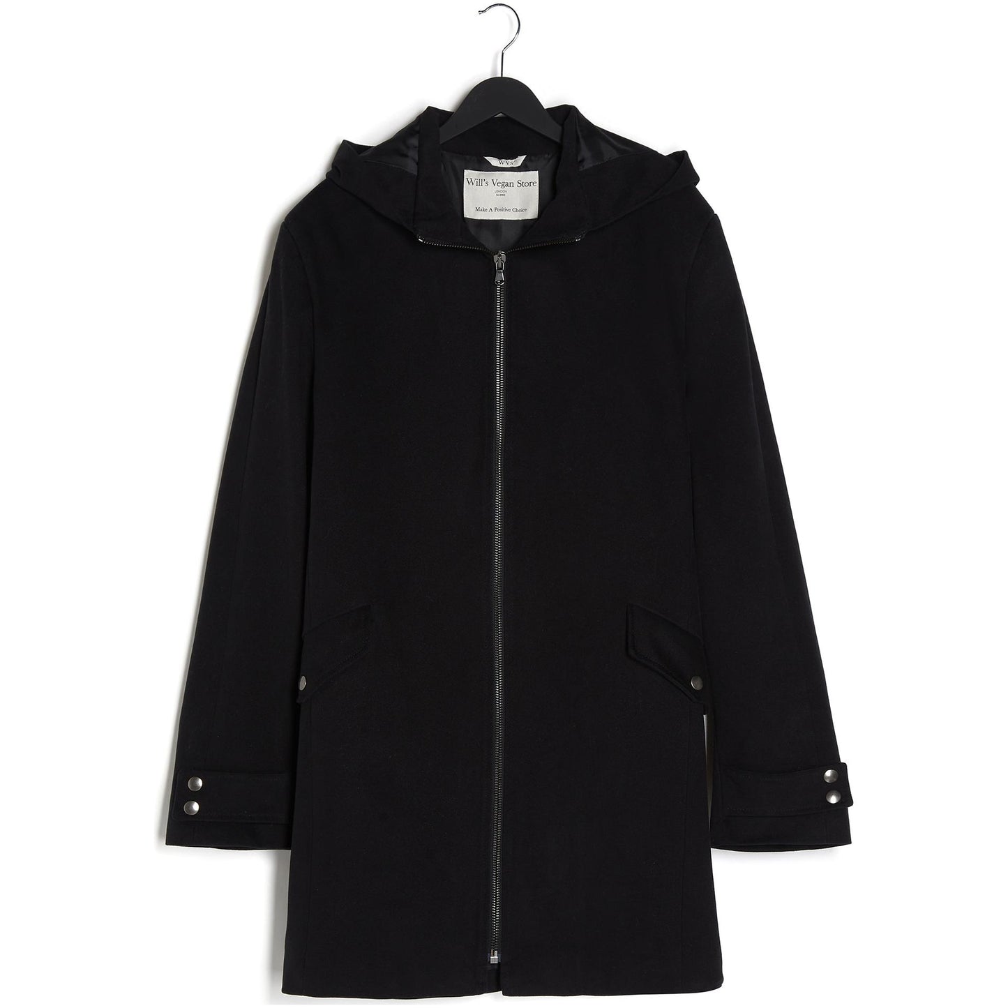 Vegan Wool Hooded Coat
