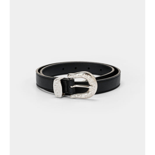 Women’s Vegan Belt with Rock Buckle – Black